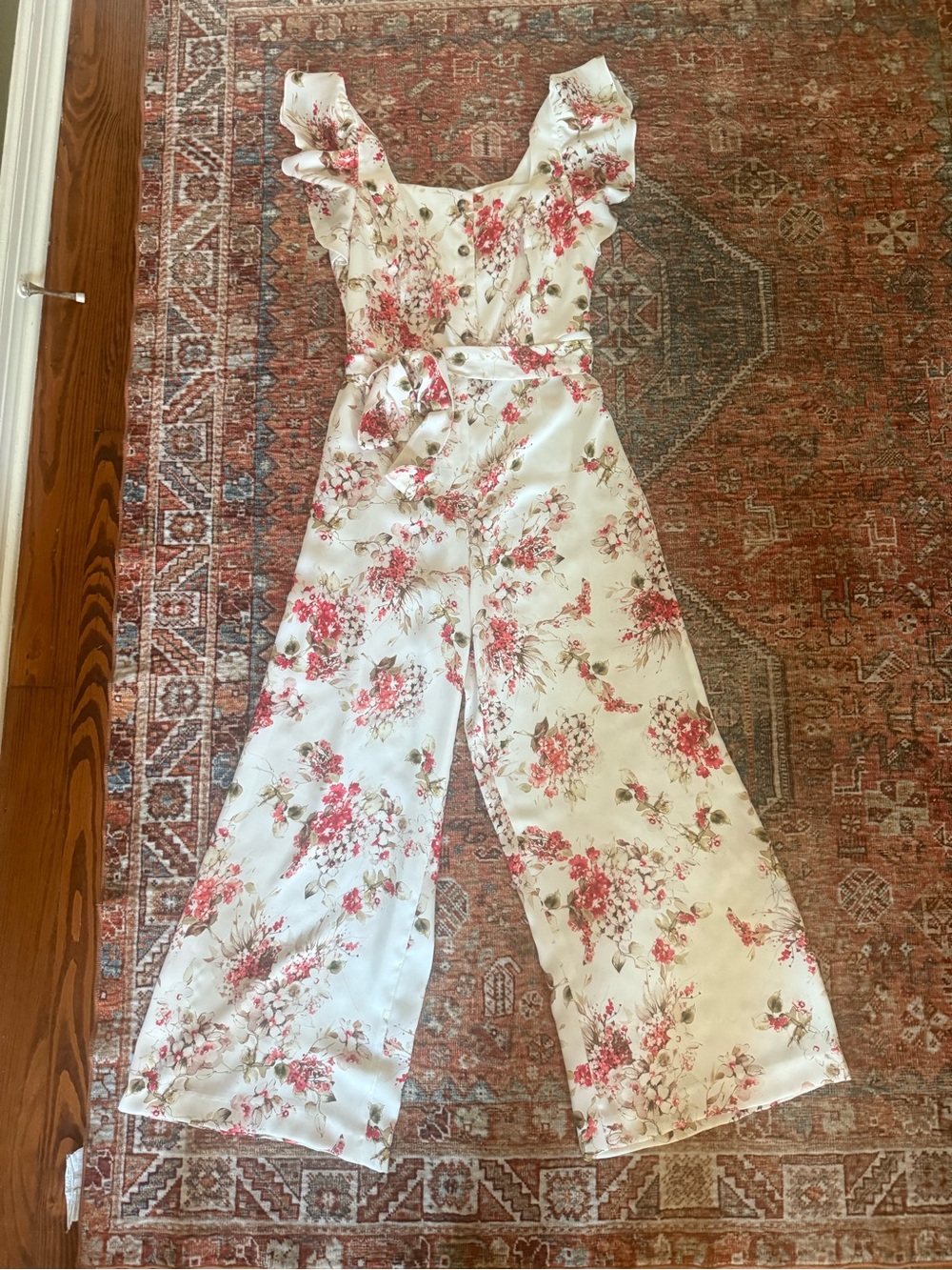 ANTONIO MELANI White Jumpsuit with Pink Floral Print